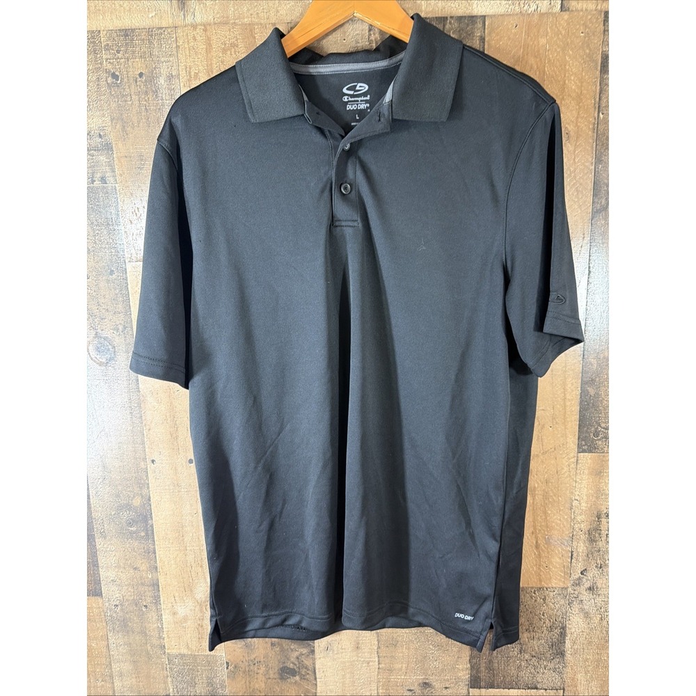 Champion Short Sleeve‎ Polo Shirt Men's Size  Large Black Button Collar